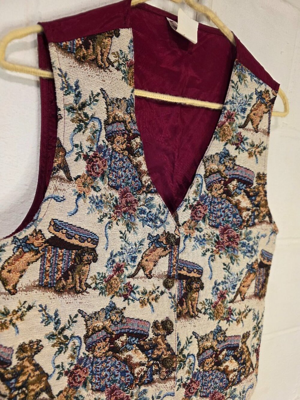 Vintage Coquette Cottagecore Catmom Poetcore Femi Tapestry Button Down Vest